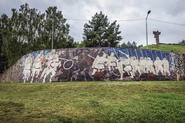 Cedynia Polonia Julio 2017 Mosaico Conmemorativo Batalla Cedynia Junto Las — Foto de Stock