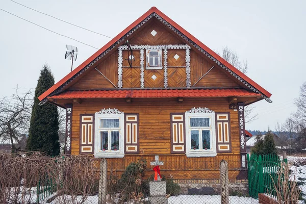 Soce Polen Januari 2018 Houten Huis Het Dorp Soce Beroemd — Stockfoto
