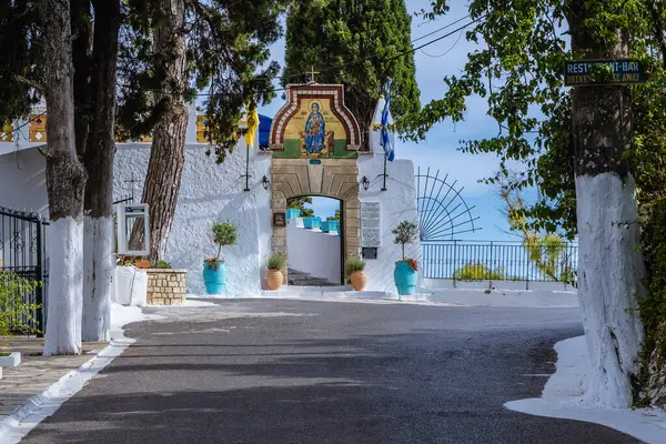 Palaiokastritsa Греція Червня 2021 Вхід Монастиря Palaiokastritsa Острові Корфу — стокове фото