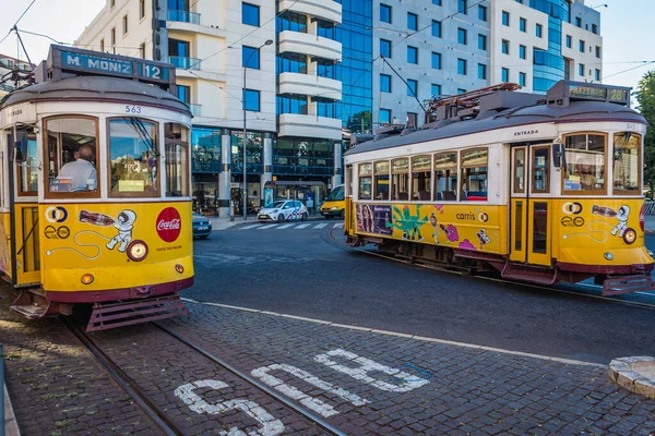 Lisbon Portugal October 2018 Streetcars Martim Moniz Square Lisbon City — Foto de Stock