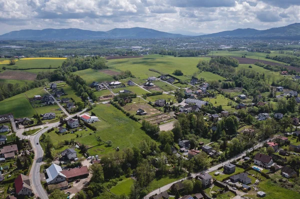 Miedzyrzecze Gorne Village Silesia Region Poland Drone Aerial Photo — Zdjęcie stockowe