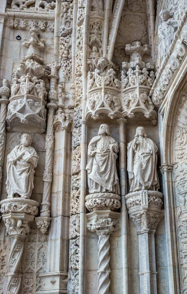 Statue Portal Jeronimos Monastery Belem Area Lisbon Portugal — Stock Photo, Image