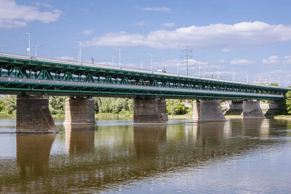 Gdanski Bridge Vistula River Warsaw City Poland — Zdjęcie stockowe