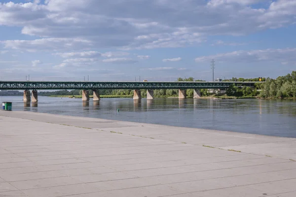 Gdanski Bridge Vistula River Warsaw City Poland — Foto de Stock