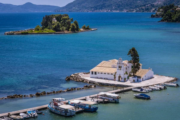 Vlacherna Monastery Pontikonisi Island Landmarks Corfu Town Corfu Island Greece — Foto Stock