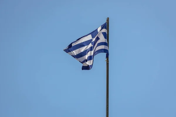 Greek Flag Old Venetian Fortress Corfu Town Corfu Island Greece — Stock Photo, Image