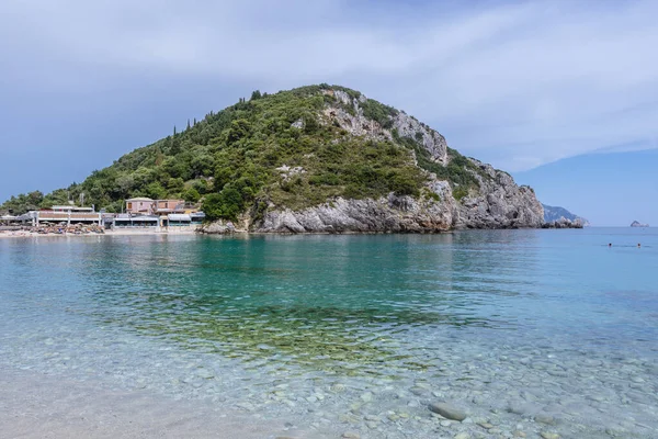 View Agios Spyridonas Beach Palaiokastritsa Village Corfu Island Greece — ストック写真