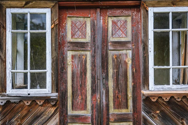 Wooden Door Rural House Mazowsze Region Poland — Zdjęcie stockowe