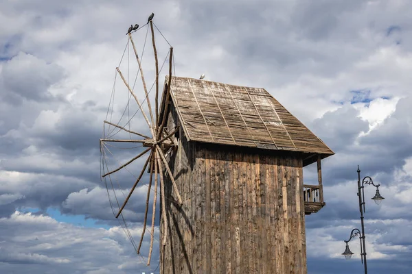 Old Wooden Windmill Nesebar Seaside City Black Sea Shore Bulgaria — Stock fotografie