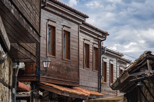 Traditional Wooden Houses Old Town Nesebar City Black Sea Shore — Foto de Stock