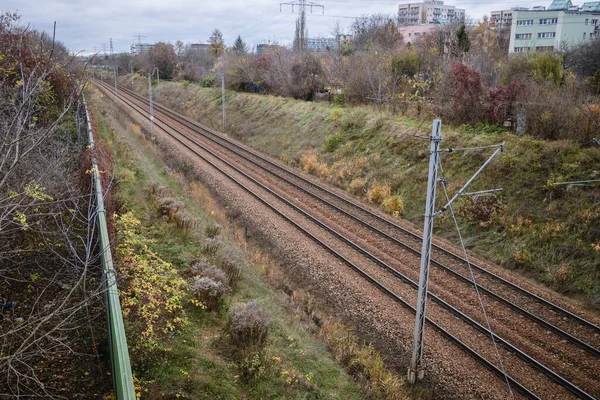 Railroad Tracks Edge Wlochy Ochota Districts Warsaw City Poland — Stock Fotó