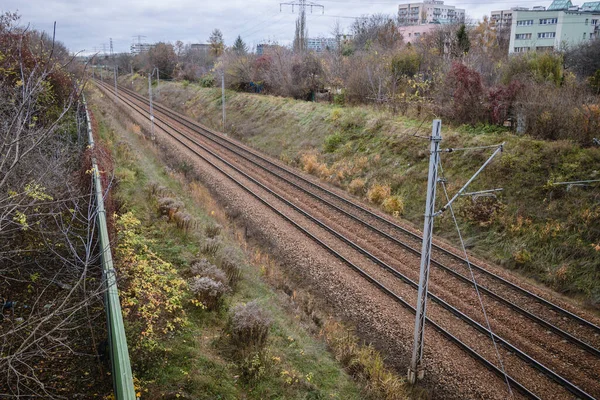 Railroad Tracks Edge Wlochy Ochota Districts Warsaw City Poland — Fotografia de Stock