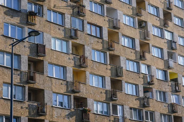 Facade Old Apartment Buildings Wola District Warsaw City Poland — Foto Stock