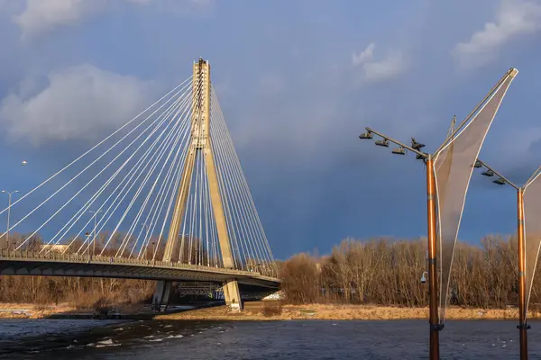 Swietokrzyski Bridge River Vistula River Warsaw City Poland — Foto de Stock