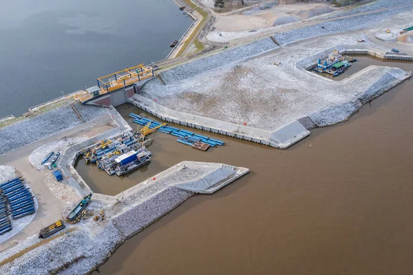 Mouth of River Pump Station on River Vistula River in Warsaw, Poland