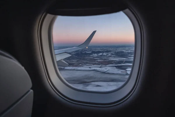 View Airplane Approaching Landing Rzeszow Jasionka Airport Poland — Foto de Stock