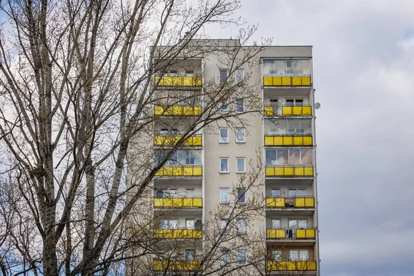 Old Type Apartment Building Warsaw City Poland — Zdjęcie stockowe