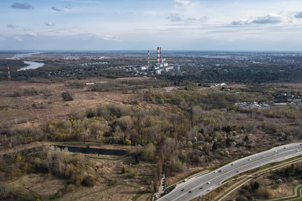 Distance View Siekierki Power Station Warsaw City Poland — Stockfoto