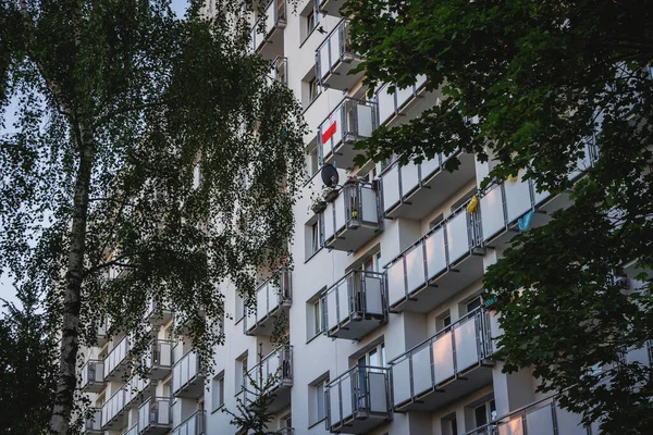 Facade Apartment Building Warsaw City Poland — Zdjęcie stockowe