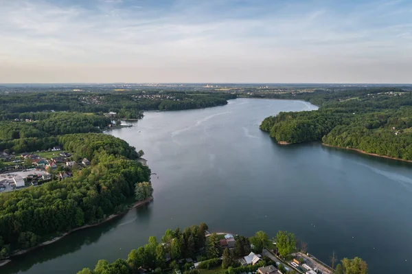 Aerial Drone View Terlicko Dam Lake River Stonavka Terlicko Czech — Stock fotografie
