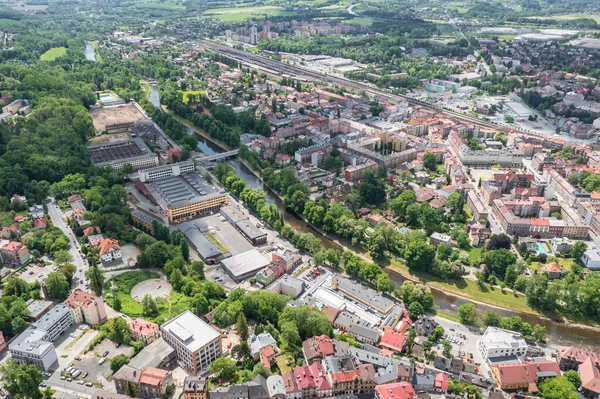 Aerial View Cieszyn City Poland Cesky Tesin City Czech Republic — Stockfoto