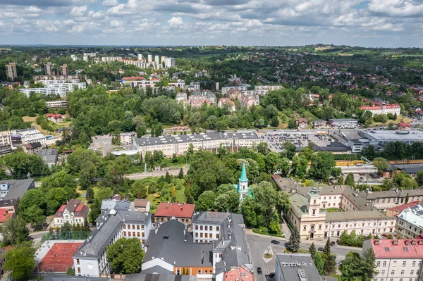Aerial Drone Photo Cieszyn Border City Poland — Zdjęcie stockowe