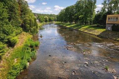 Olza River, border in Cieszyn - Cesky Tsesin cities between Poland and Czech Republic clipart