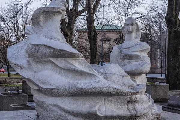 Varsovie Pologne Février 2021 Sculpture Appelée Vistule Volga Créée Par — Photo