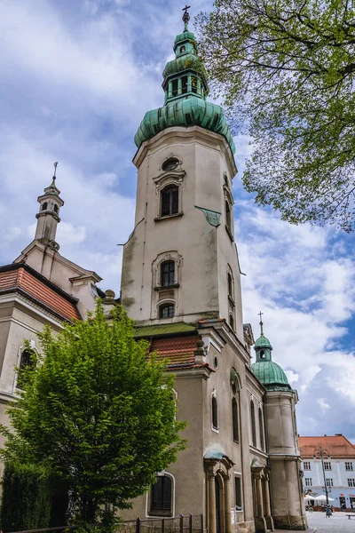 Pszczyna Polen Mei 2021 Toren Van Protestantse Kerk Het Historische — Stockfoto