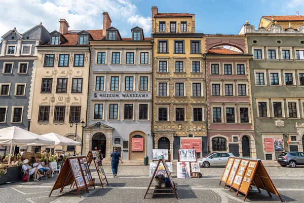 Varsovia Polonia Agosto 2021 Casas Adosadas Plaza Del Mercado Ciudad — Foto de Stock