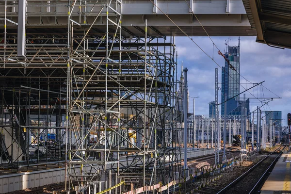 Varsovia Polonia Noviembre 2021 Obras Modernización Estación Ferroviaria Del Oeste — Foto de Stock