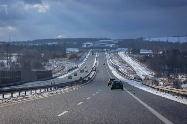 Wodzislaw Polen Januari 2022 Snelweg Bij Wodzislaw — Stockfoto