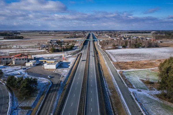 Stare Zdzary Polen Januari 2022 Drone Foto Van Expressway Bij — Stockfoto