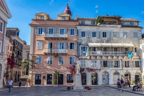 Corfu Greece June 2021 Kipriakou Agona Square Georgios Theotokis Statue — Stock Photo, Image