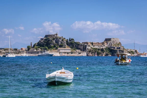 Korfu Řecko Června 2021 Garitsa Bay Old Fortress Corfu Town — Stock fotografie