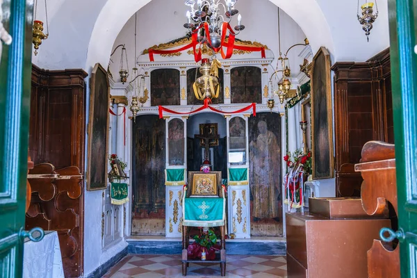 Corfou Grèce Juin 2021 Intérieur Chapelle Monastère Vlacherna Dans Ville — Photo