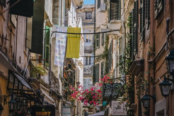Korfu Griechenland Juni 2021 Enge Straße Historischen Teil Von Korfu — Stockfoto