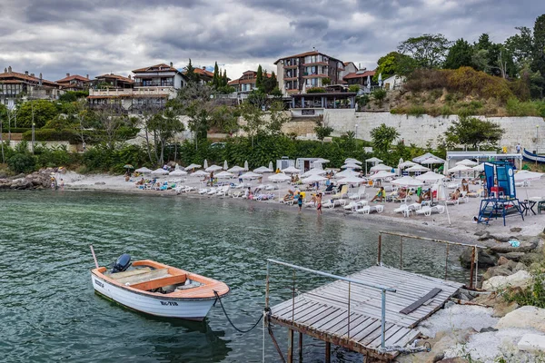 Nesebar Болгарія Вересня 2021 Рибальські Човни Пляж Старому Місті Несебар — стокове фото