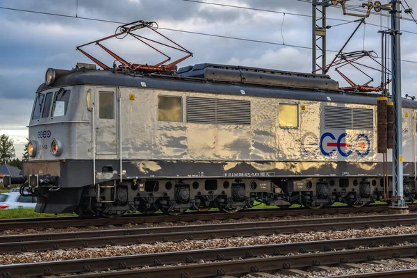 Rogow Polen Oktober 2021 Elektrische Lokomotive Auf Einem Bahnhof Dorf — Stockfoto