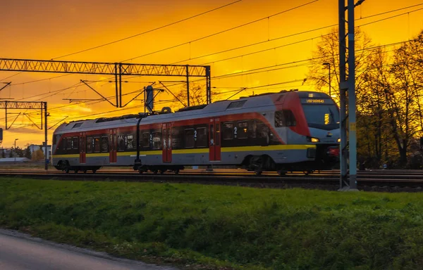Rodéo Pologne Octobre 2021 Train Chemin Fer Métropolitain Lodz Dans — Photo