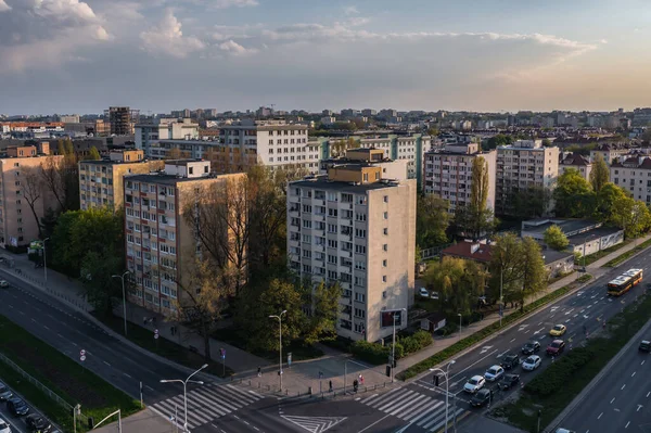 Warschau Polen Mai 2022 Drohnenbild Von Wohngebäuden Warschauer Stadtteil Sielce — Stockfoto