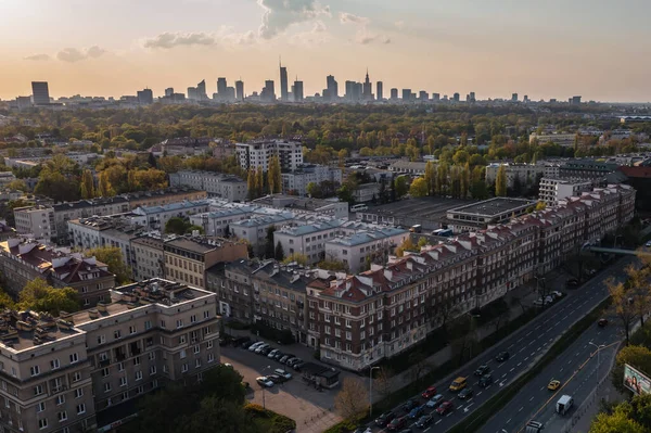 Warschau Polen Mai 2022 Drohnenbild Von Gebäuden Warschauer Stadtteil Sielce — Stockfoto