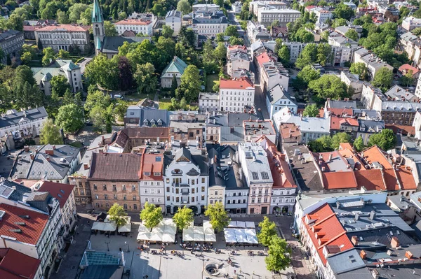 Bielsko Biala Lengyelország 2022 Május Drone Photo Old Town Market — Stock Fotó