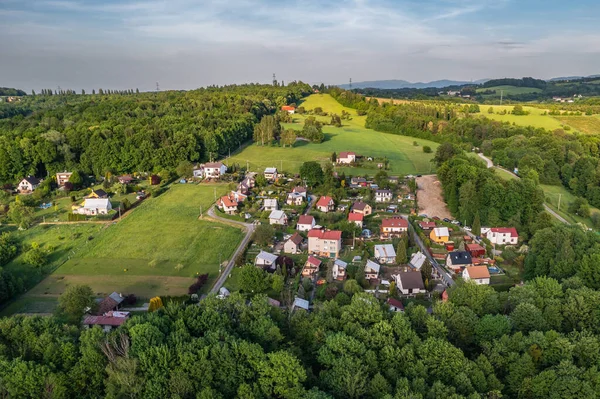 Drone Fénykép Terlicko Falu Csehországban — Stock Fotó