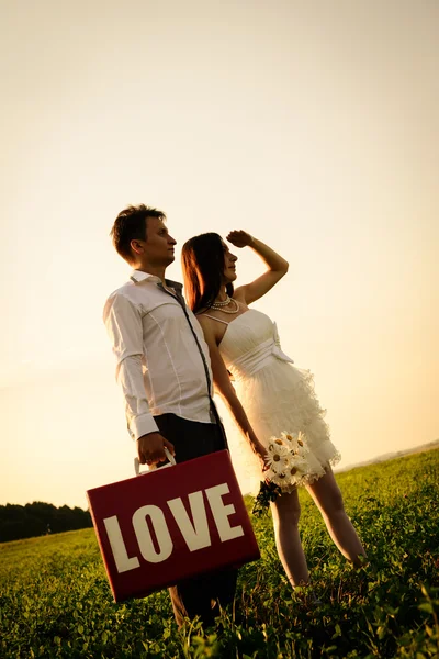 ロマンチックな異常な結婚式屋外靴のカップルを愛するの — ストック写真