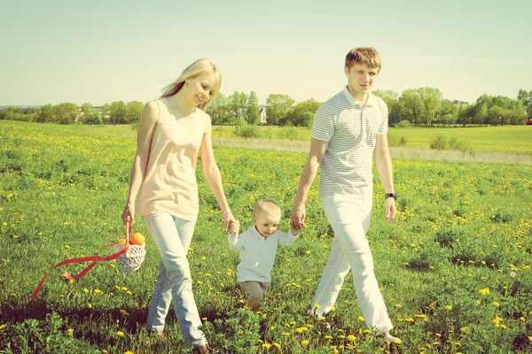 Boldog családi piknik és a fia — Stock Fotó