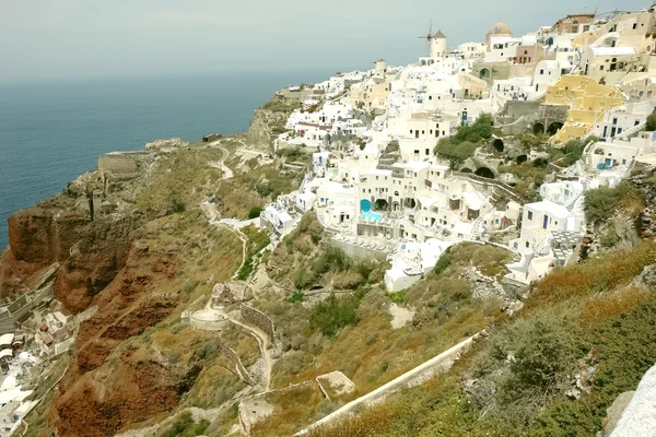 Paesaggio Santorino con mulino a vento . — Foto Stock