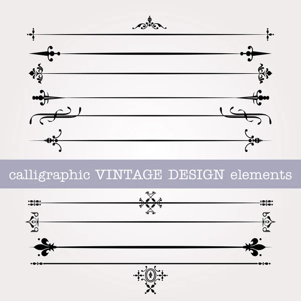 Calligraphic elements vintage set — Stock Vector