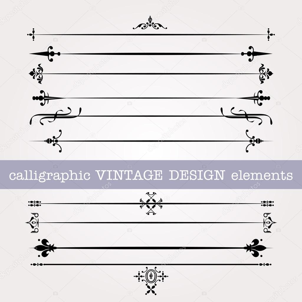 Calligraphic elements vintage set