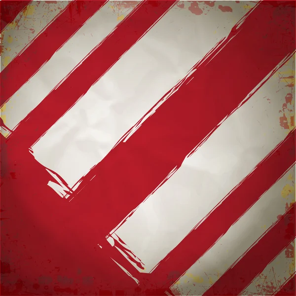 Grunge background of red and white hazard stripes — Stock Vector